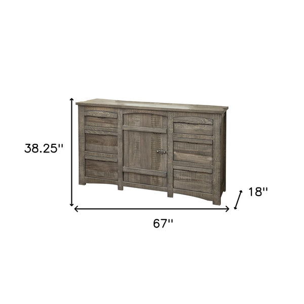 Homeroots 67" Gray Solid Wood Six Drawer Triple Dresser  Solid Wood 524603