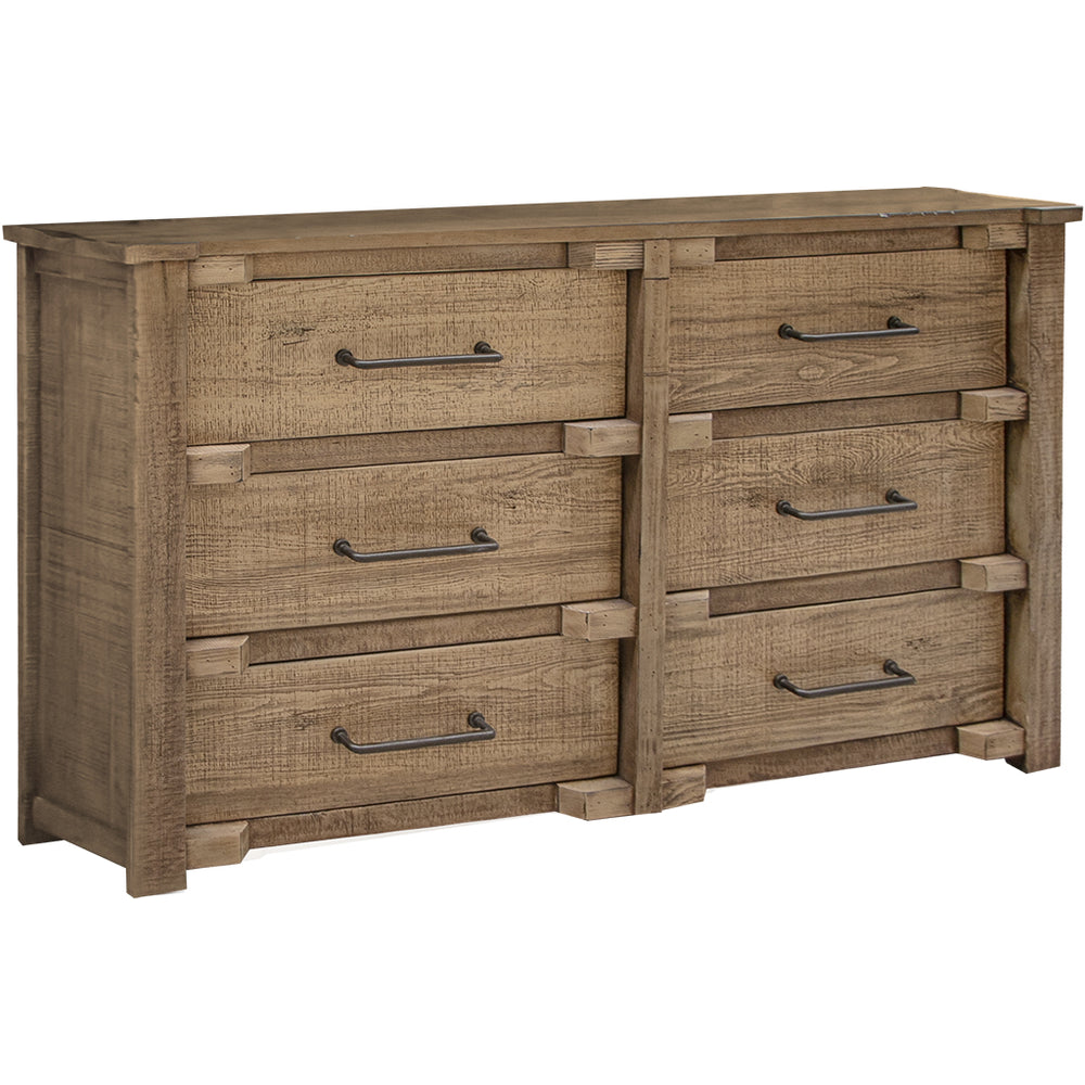Homeroots 67" Natural Solid Wood Six Drawer Double Dresser  Solid Wood 524605