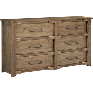 Homeroots 67" Natural Solid Wood Six Drawer Double Dresser  Solid Wood 524605