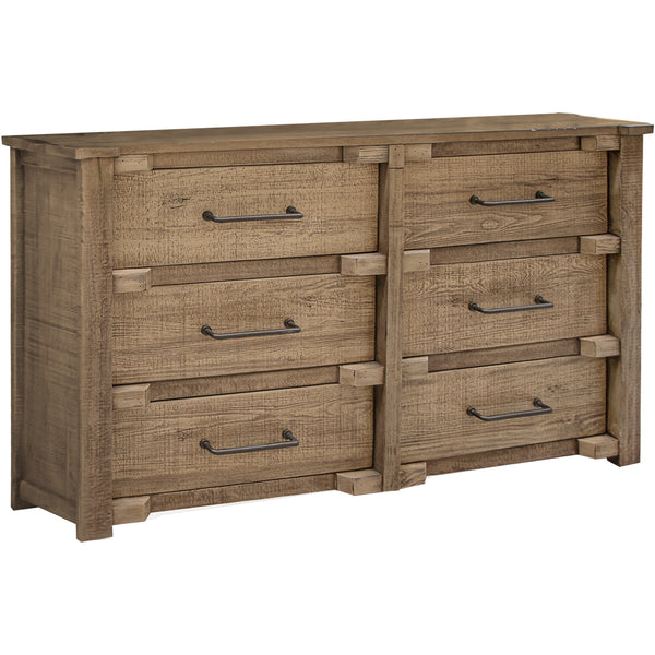 Homeroots 67" Natural Solid Wood Six Drawer Double Dresser  Solid Wood 524605