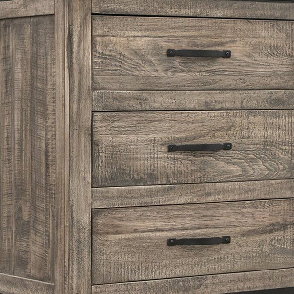 Homeroots 56" Brown Solid Wood Six Drawer Double Dresser  Solid Wood 524606