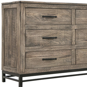 Homeroots 56" Brown Solid Wood Six Drawer Double Dresser  Solid Wood 524606