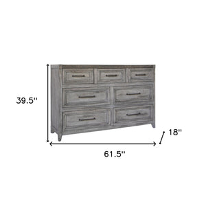 Homeroots 62" Brown Solid Wood Seven Drawer Double Dresser  Solid Wood 524607