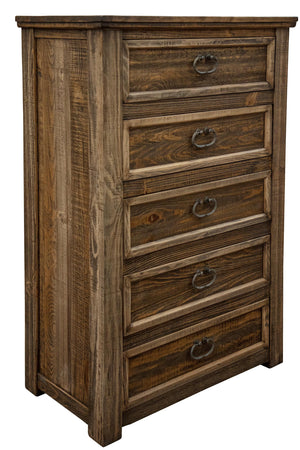 Homeroots 32" Brown Solid Wood Five Drawer Chest  Solid Wood 524608