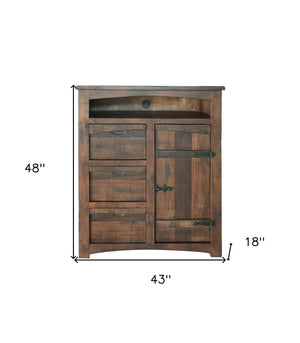 Homeroots 43" Brown Solid Wood Three Drawer Gentlemans Chest  Solid Wood 524610