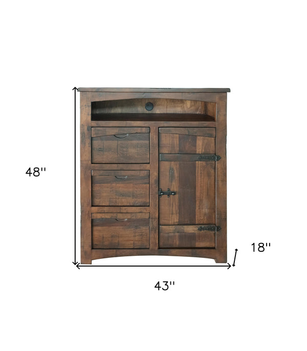 Homeroots 43" Brown Solid Wood Three Drawer Gentlemans Chest  Solid Wood 524610