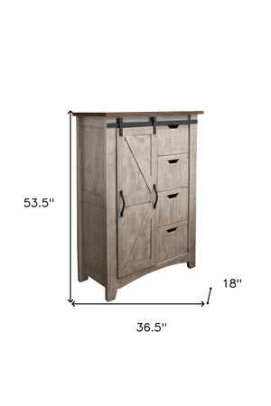 Homeroots 37" Light Gray Solid Wood Four Drawer Chest  Solid Wood 524611