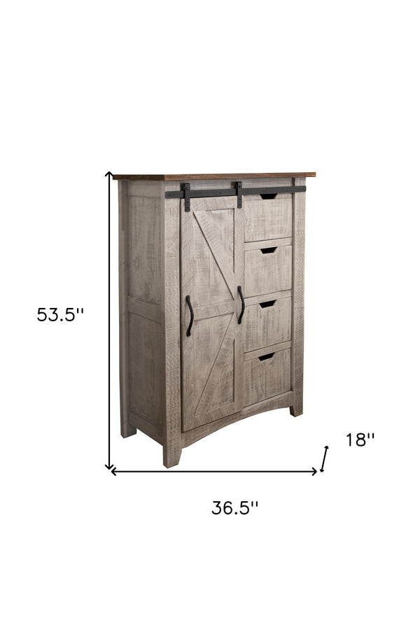 Homeroots 37" Light Gray Solid Wood Four Drawer Chest  Solid Wood 524611