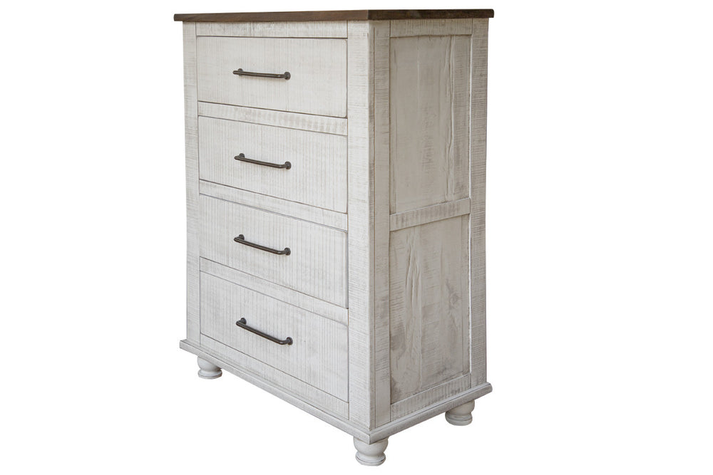 Homeroots 36" Brown And White Solid Wood Four Drawer Chest  Solid Wood 524613
