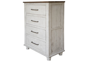 Homeroots 36" Brown And White Solid Wood Four Drawer Chest  Solid Wood 524613