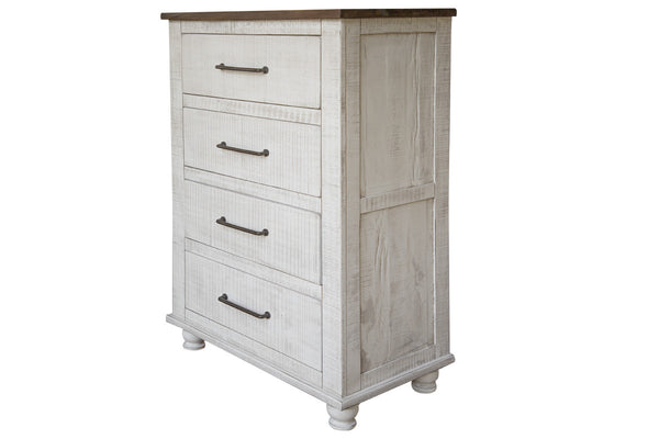 Homeroots 36" Brown And White Solid Wood Four Drawer Chest  Solid Wood 524613
