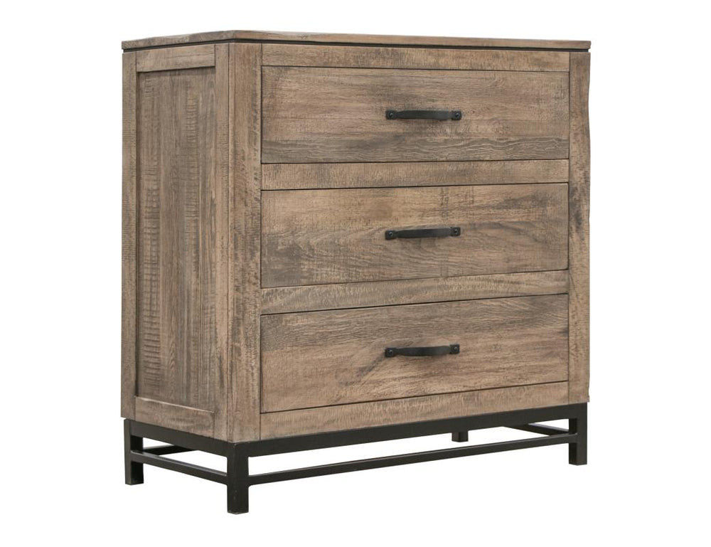 Homeroots 36" Brown Solid Wood Three Drawer Chest  Solid Wood 524616
