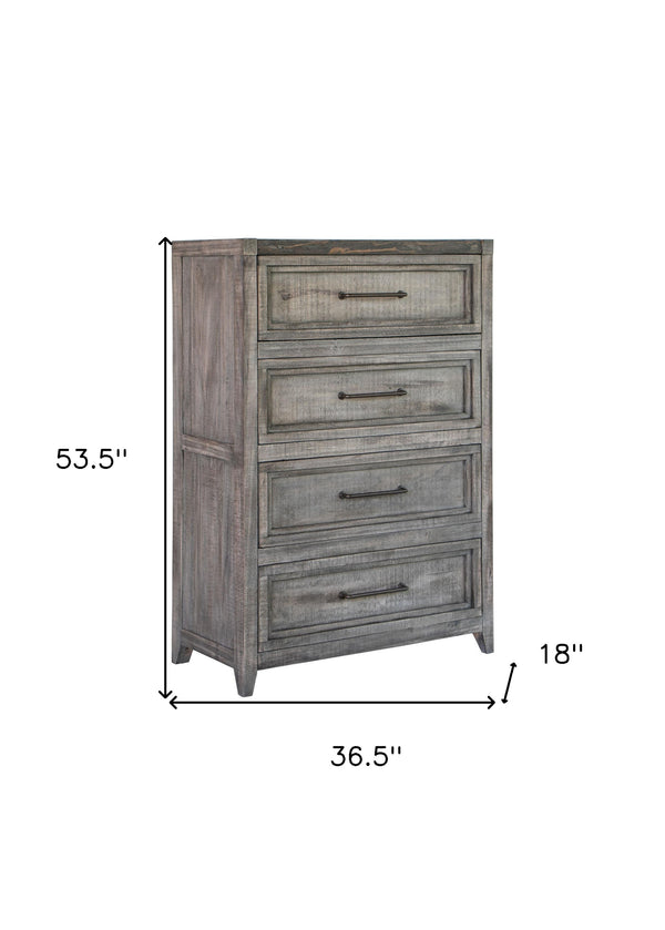 Homeroots 37" Brown Solid Wood Four Drawer Chest  Solid Wood 524617