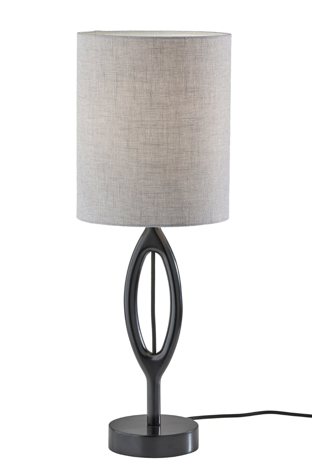 HomeRoots 28" Modern Black Solid Wood Table Lamp with Gray Drum Shade for Contemporary Home Decor Style 524620