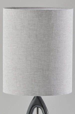 HomeRoots 28" Modern Black Solid Wood Table Lamp with Gray Drum Shade for Contemporary Home Decor Style 524620