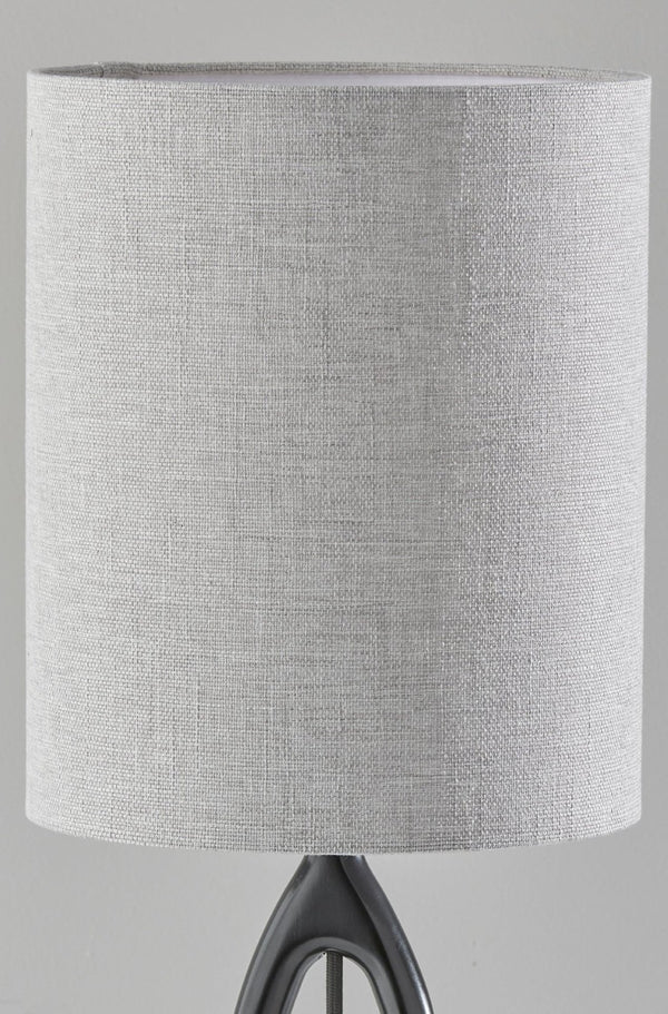 HomeRoots 28" Modern Black Solid Wood Table Lamp with Gray Drum Shade for Contemporary Home Decor Style 524620
