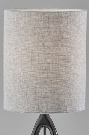 HomeRoots 28" Modern Black Solid Wood Table Lamp with Gray Drum Shade for Contemporary Home Decor Style 524620