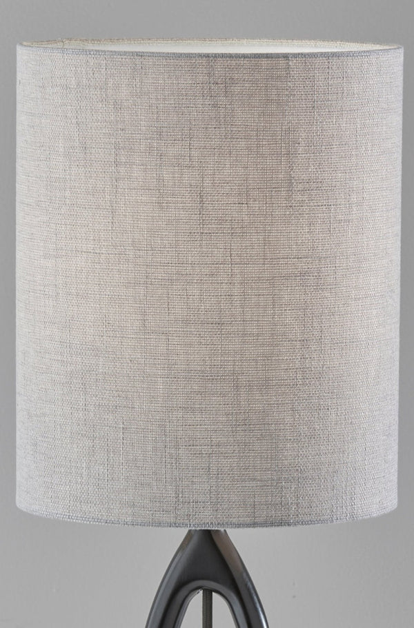 HomeRoots 28" Modern Black Solid Wood Table Lamp with Gray Drum Shade for Contemporary Home Decor Style 524620