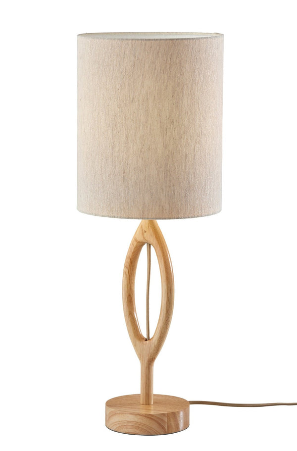 HomeRoots 28" Elegant Natural Solid Wood Table Lamp with Beige Drum Shade for Cozy Ambient Lighting 524621