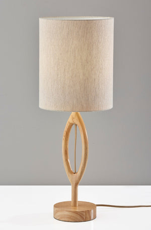 HomeRoots 28" Elegant Natural Solid Wood Table Lamp with Beige Drum Shade for Cozy Ambient Lighting 524621