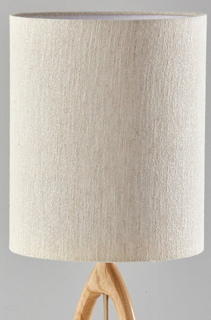 HomeRoots 28" Elegant Natural Solid Wood Table Lamp with Beige Drum Shade for Cozy Ambient Lighting 524621