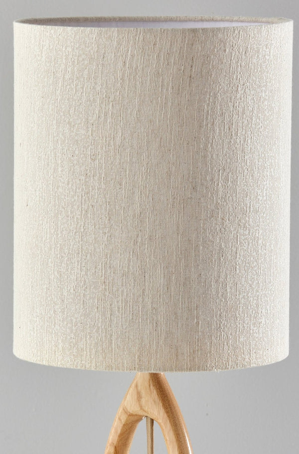 HomeRoots 28" Elegant Natural Solid Wood Table Lamp with Beige Drum Shade for Cozy Ambient Lighting 524621
