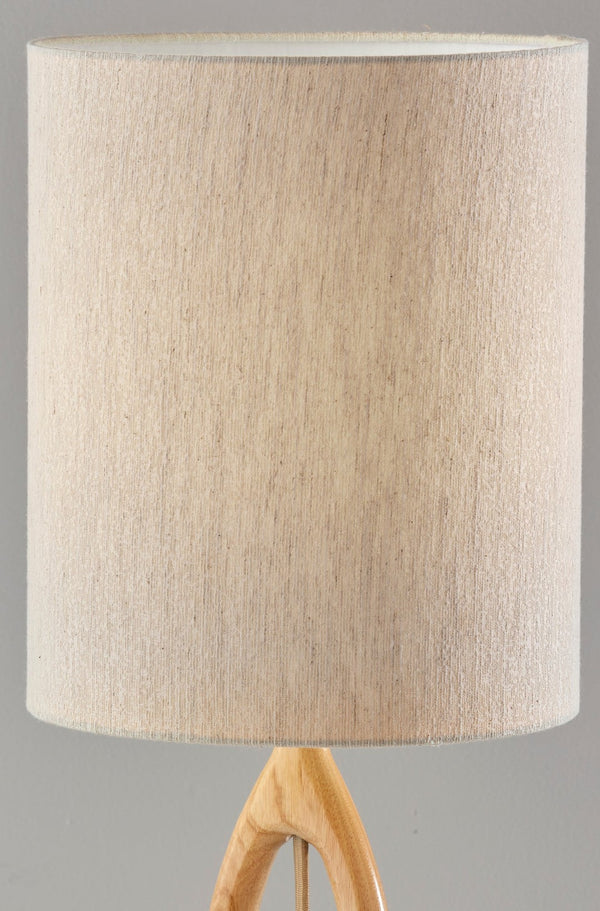 HomeRoots 28" Elegant Natural Solid Wood Table Lamp with Beige Drum Shade for Cozy Ambient Lighting 524621