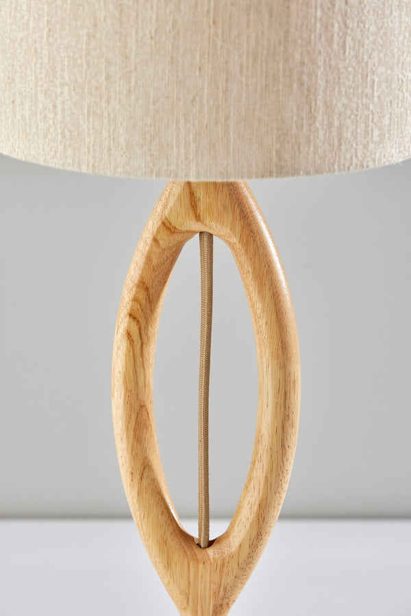 HomeRoots 28" Elegant Natural Solid Wood Table Lamp with Beige Drum Shade for Cozy Ambient Lighting 524621