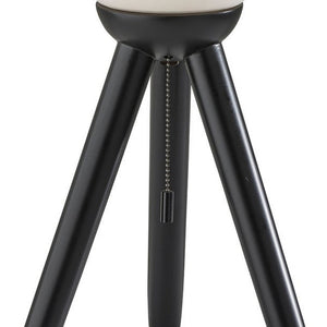 Homeroots 23" Black Solid Wood Tripod Table Lamp With White Ribbed Glass Shade   524622