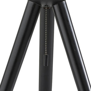 Homeroots 23" Black Solid Wood Tripod Table Lamp With White Ribbed Glass Shade   524622
