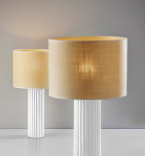 Homeroots 24" White Ceramic Cylinder Table Lamp With Beige Drum Shade   524626