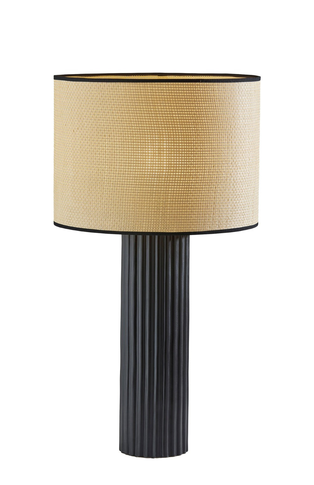 HomeRoots 29" Black Ceramic Cylinder Table Lamp - Stylish Beige Shade for Home Decor & Ambient Lighting 524627