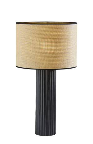 HomeRoots 29" Black Ceramic Cylinder Table Lamp - Stylish Beige Shade for Home Decor & Ambient Lighting 524627