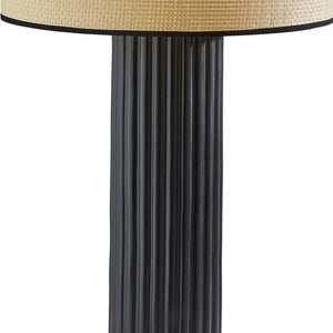 HomeRoots 29" Black Ceramic Cylinder Table Lamp - Stylish Beige Shade for Home Decor & Ambient Lighting 524627
