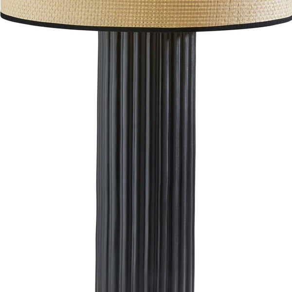 HomeRoots 29" Black Ceramic Cylinder Table Lamp - Stylish Beige Shade for Home Decor & Ambient Lighting 524627