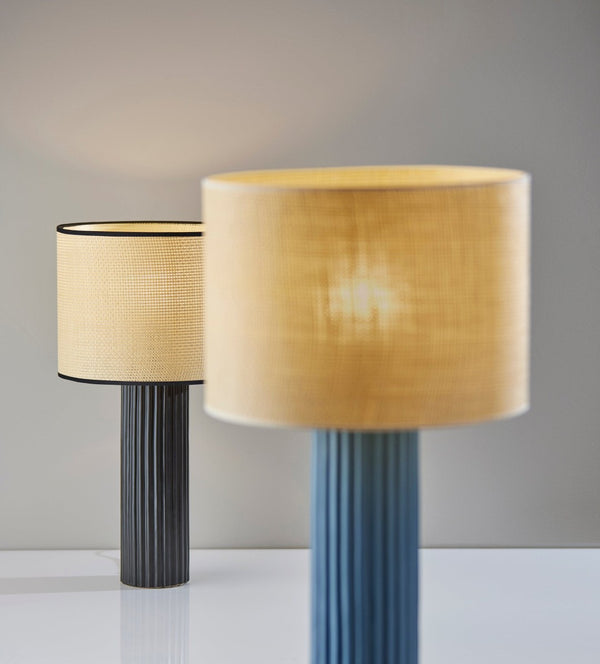 HomeRoots 29" Black Ceramic Cylinder Table Lamp - Stylish Beige Shade for Home Decor & Ambient Lighting 524627