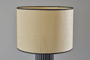 HomeRoots 29" Black Ceramic Cylinder Table Lamp - Stylish Beige Shade for Home Decor & Ambient Lighting 524627
