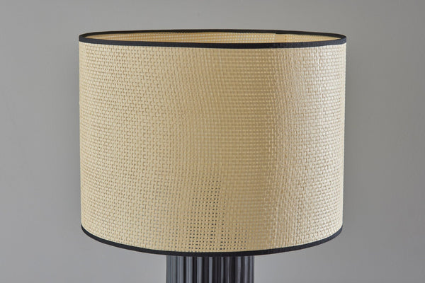 HomeRoots 29" Black Ceramic Cylinder Table Lamp - Stylish Beige Shade for Home Decor & Ambient Lighting 524627