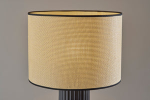 HomeRoots 29" Black Ceramic Cylinder Table Lamp - Stylish Beige Shade for Home Decor & Ambient Lighting 524627