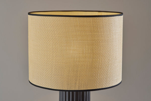 HomeRoots 29" Black Ceramic Cylinder Table Lamp - Stylish Beige Shade for Home Decor & Ambient Lighting 524627