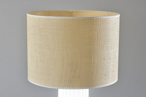 HomeRoots 29" White Ceramic Cylinder Table Lamp - Chic Beige Drum Shade for Modern & Coastal Décor Spaces 524628