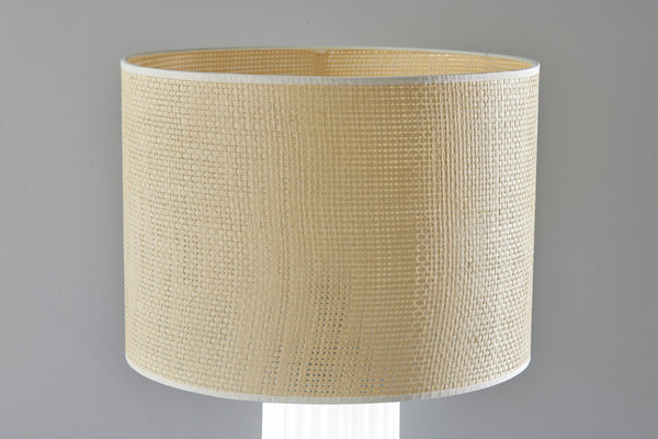 HomeRoots 29" White Ceramic Cylinder Table Lamp - Chic Beige Drum Shade for Modern & Coastal Décor Spaces 524628