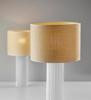 HomeRoots 29" White Ceramic Cylinder Table Lamp - Chic Beige Drum Shade for Modern & Coastal Décor Spaces 524628