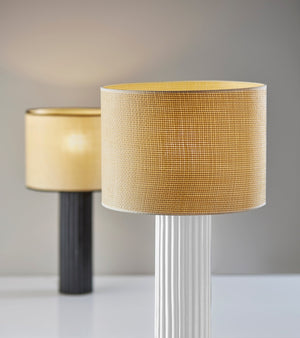 HomeRoots 29" White Ceramic Cylinder Table Lamp - Chic Beige Drum Shade for Modern & Coastal Décor Spaces 524628