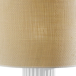 HomeRoots 29" White Ceramic Cylinder Table Lamp - Chic Beige Drum Shade for Modern & Coastal Décor Spaces 524628