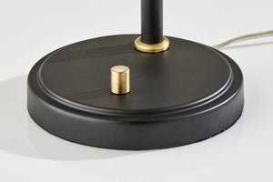 Homeroots 24" Black And Gold Metal Desk Lamp With Light Gray Cone Shade   524629