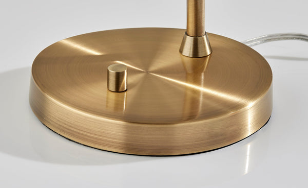 Homeroots 19" Antiqued Brass Metal Desk Lamp With Light Gray Swirl Globe Shade   524630