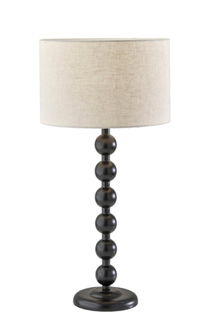 Homeroots 28" Black Solid Wood Candlestick Table Lamp With Off White Drum Shade   524631