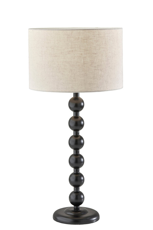 Homeroots 28" Black Solid Wood Candlestick Table Lamp With Off White Drum Shade   524631