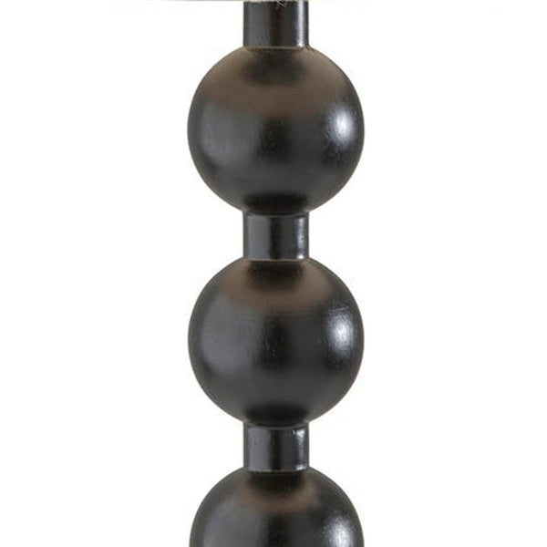 Homeroots 28" Black Solid Wood Candlestick Table Lamp With Off White Drum Shade   524631